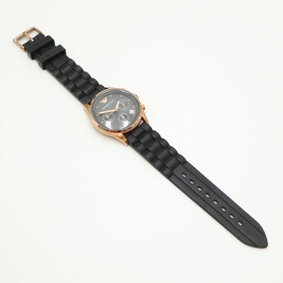 Emporio Armani Unisex Tazio Chronograph 38mm Watch Black Silicone w New Battery - Picture 14 of 16